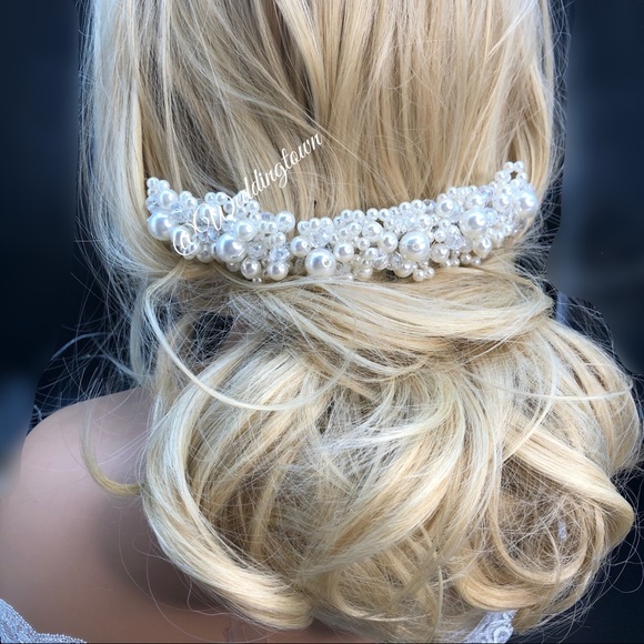 Pearl head piece wedding bridal hair pearls - Picture 6 of 12